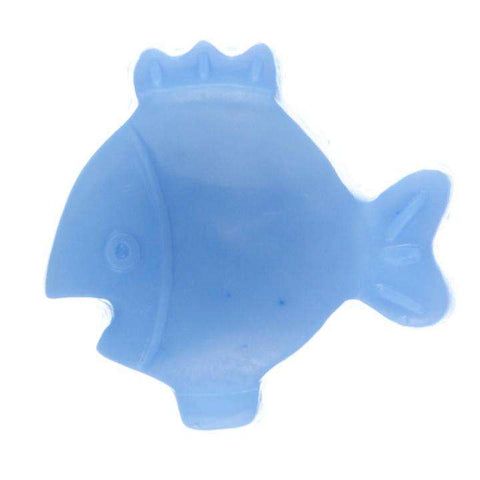 Kinderknopf mit fischmotiv in Blau aus Kunststoff