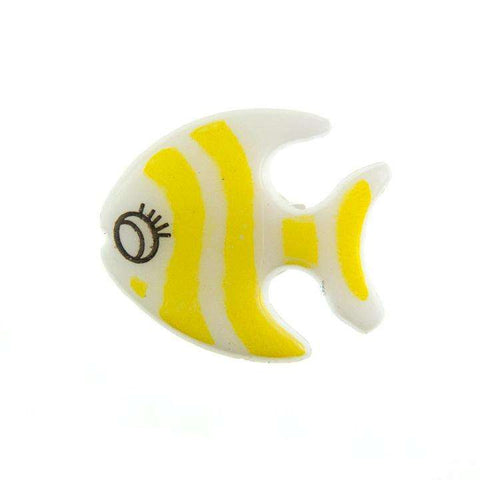 Kinderknopf mit fischmotiv in Gelb aus Kunststoff