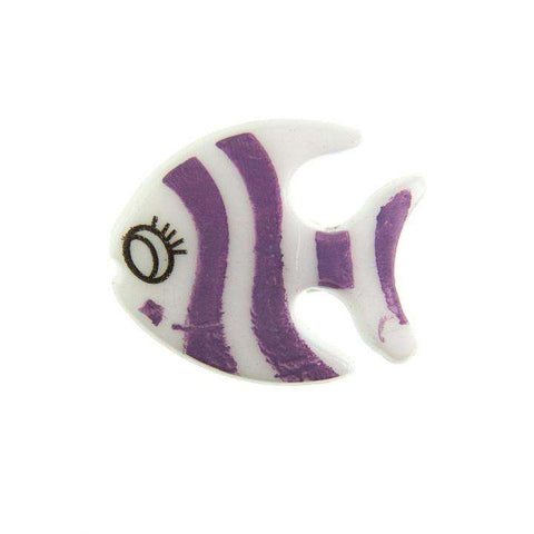 Kinderknopf mit fischmotiv in Lila aus Kunststoff