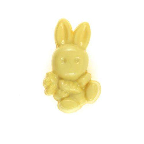 Kinderknopf mit hasemotiv in Gelb aus Kunststoff