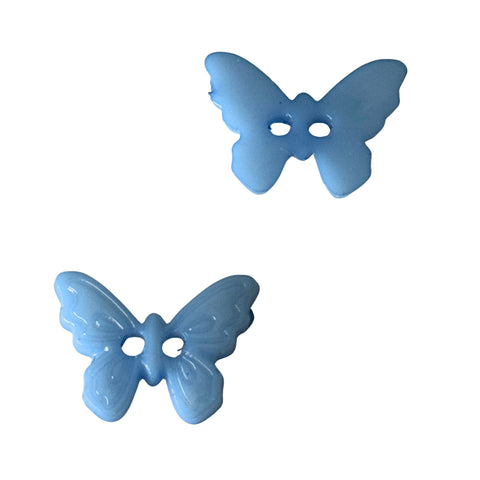 Kinderknopf mit schmetterlingmotiv in Blau aus Kunststoff