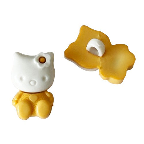 Kinderknopf mit katzemotiv in Gelb aus Kunststoff