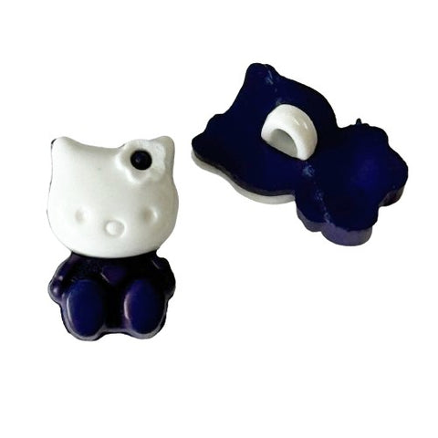 Kinderknopf mit katzemotiv in Blau aus Kunststoff