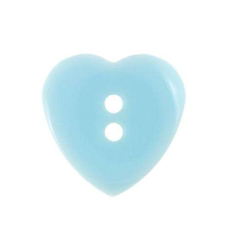 Kinderknopf mit herzmotiv in Blau aus Kunststoff