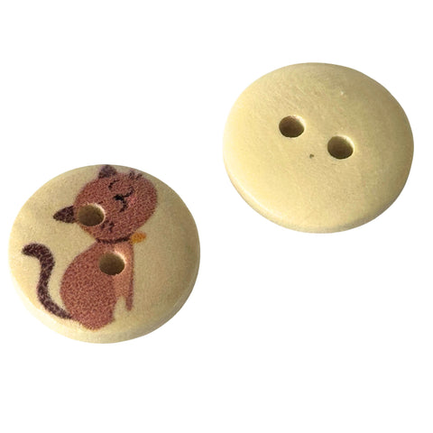 Kinderknopf mit katzemotiv aus Holz