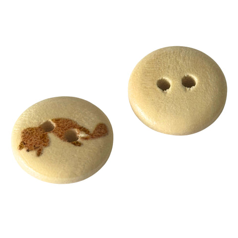 Kinderknopf mit katzemotiv in Braun aus Holz
