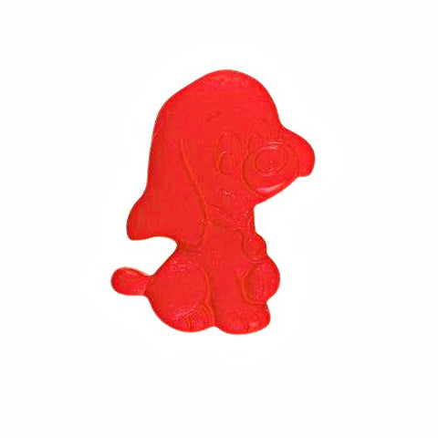 Kinderknopf mit hundmotiv in Rot aus Kunststoff