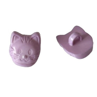 Kinderknopf mit katzemotiv in Lila aus Kunststoff