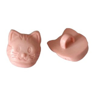 Kinderknopf mit katzemotiv in Rosa aus Kunststoff
