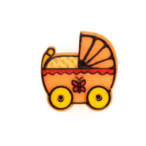 Kinderknopf mit babymotiv in Orange aus Kunststoff