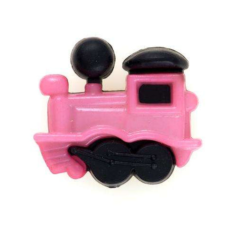 Kinderknopf mit fahrzeugemotiv in Rosa aus Kunststoff