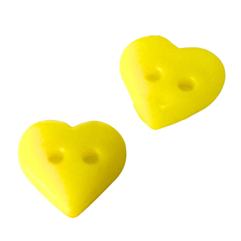 Kinderknopf mit herzmotiv in Gelb aus Kunststoff
