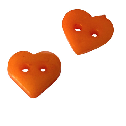 Kinderknopf mit herzmotiv in Orange aus Kunststoff