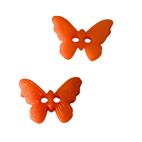 Kinderknopf mit schmetterlingmotiv in Orange aus Kunststoff