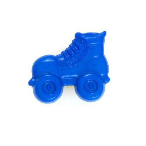 Kinderknopf mit rollschuhmotiv in Blau aus Kunststoff