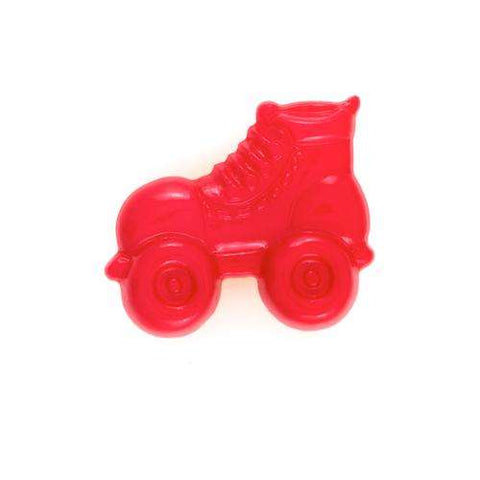 Kinderknopf mit rollschuhmotiv in Rot aus Kunststoff