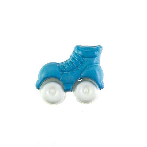 Kinderknopf mit rollschuhmotiv in Blau aus Kunststoff
