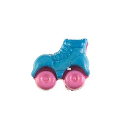 Kinderknopf mit rollschuhmotiv in Blau aus Kunststoff