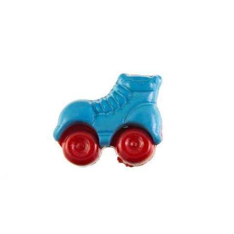 Kinderknopf mit rollschuhmotiv in Blau aus Kunststoff