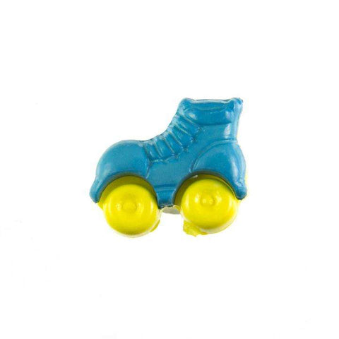 Kinderknopf mit rollschuhmotiv in Blau aus Kunststoff