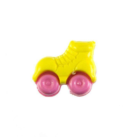 Kinderknopf mit rollschuhmotiv in Gelb aus Kunststoff