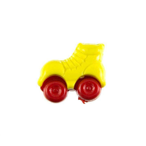 Kinderknopf mit rollschuhmotiv in Gelb aus Kunststoff