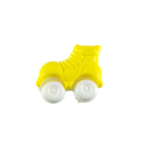Kinderknopf mit rollschuhmotiv in Gelb aus Kunststoff