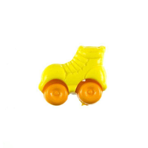 Kinderknopf mit rollschuhmotiv in Gelb aus Kunststoff