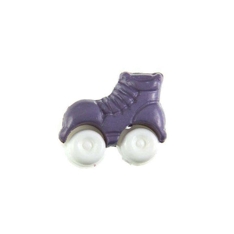 Kinderknopf mit rollschuhmotiv in Lila aus Kunststoff