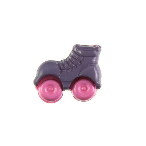 Kinderknopf mit rollschuhmotiv in Lila aus Kunststoff