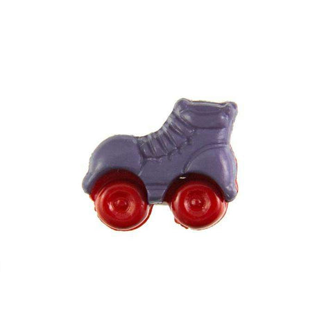 Kinderknopf mit rollschuhmotiv in Lila aus Kunststoff