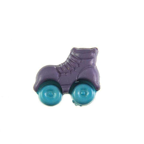 Kinderknopf mit rollschuhmotiv in Lila aus Kunststoff