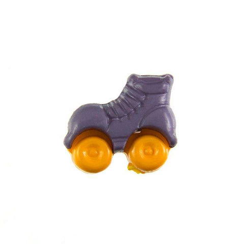 Kinderknopf mit rollschuhmotiv in Lila aus Kunststoff