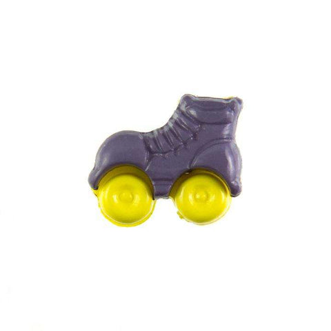 Kinderknopf mit rollschuhmotiv in Lila aus Kunststoff