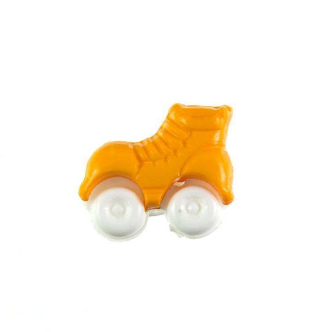 Kinderknopf mit rollschuhmotiv in Orange aus Kunststoff