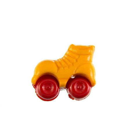 Kinderknopf mit rollschuhmotiv in Orange aus Kunststoff