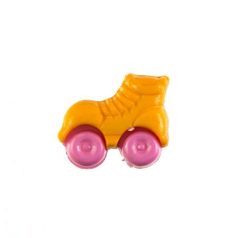 Kinderknopf mit rollschuhmotiv in Orange aus Kunststoff