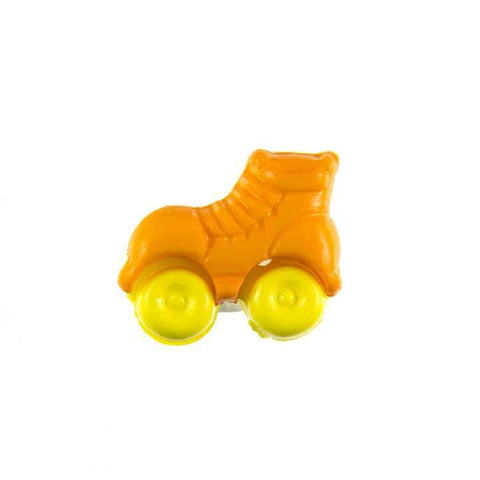 Kinderknopf mit rollschuhmotiv in Orange aus Kunststoff