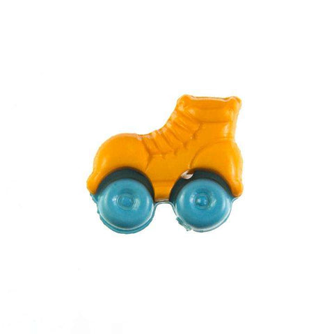 Kinderknopf mit rollschuhmotiv in Orange aus Kunststoff