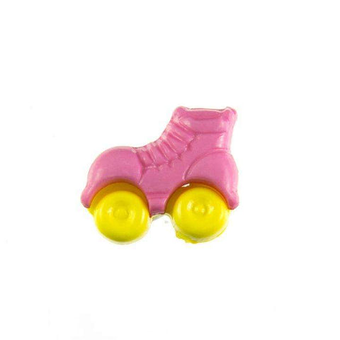 Kinderknopf mit rollschuhmotiv in Rosa aus Kunststoff