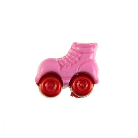Kinderknopf mit rollschuhmotiv in Rosa aus Kunststoff