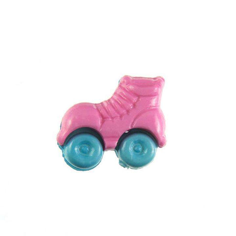 Kinderknopf mit rollschuhmotiv in Rosa aus Kunststoff