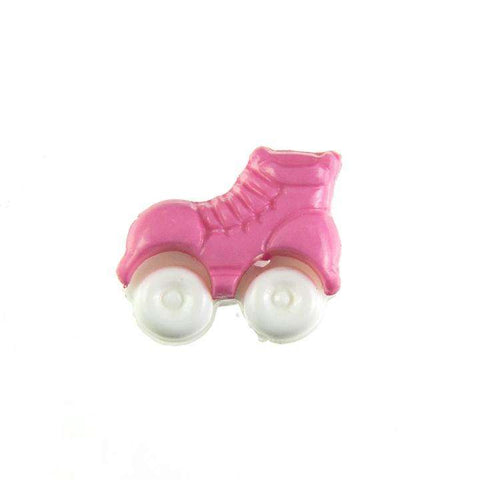 Kinderknopf mit rollschuhmotiv in Rosa aus Kunststoff
