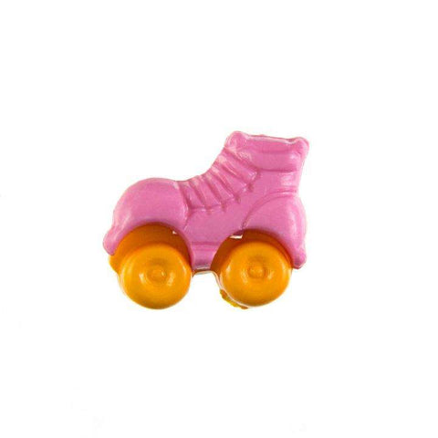 Kinderknopf mit rollschuhmotiv in Rosa aus Kunststoff