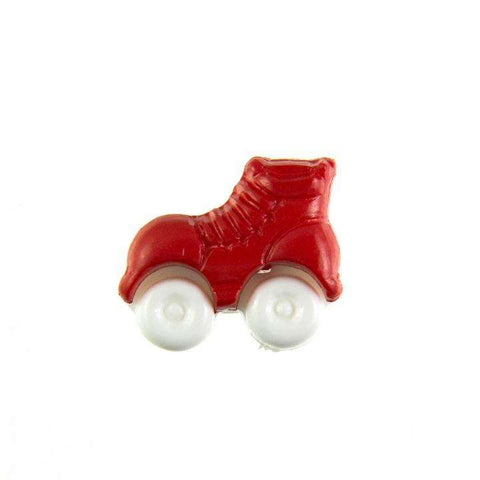 Kinderknopf mit rollschuhmotiv in Rot aus Kunststoff
