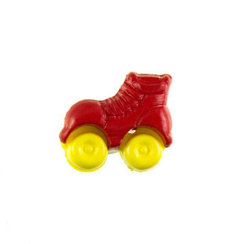 Kinderknopf mit rollschuhmotiv in Rot aus Kunststoff