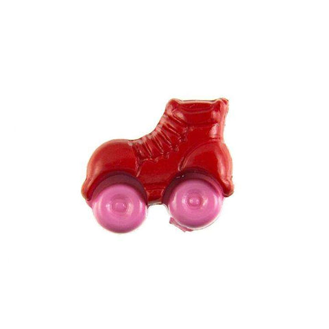 Kinderknopf mit rollschuhmotiv in Rot aus Kunststoff