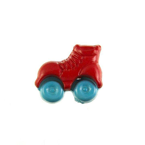 Kinderknopf mit rollschuhmotiv in Rot aus Kunststoff