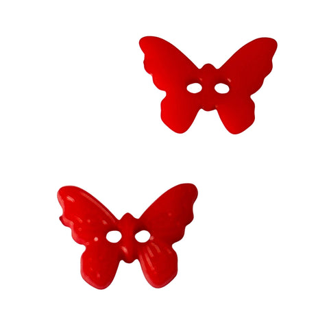 Kinderknopf mit schmetterlingmotiv in Rot aus Kunststoff