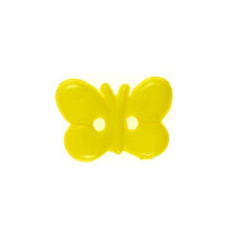 Kinderknopf mit schmetterlingmotiv in Gelb aus Kunststoff